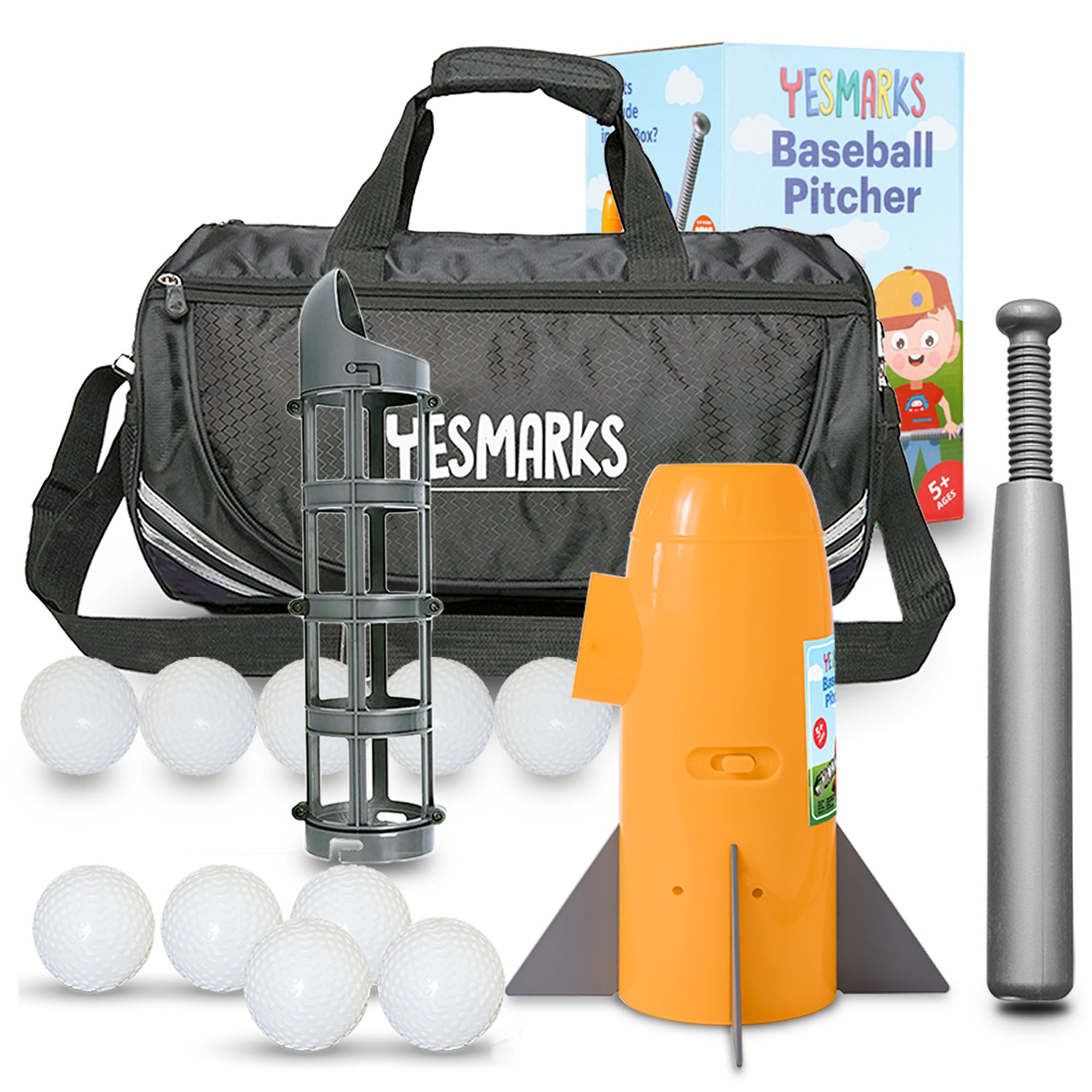 YESMARKS Kids Auto Baseball Pitching Machine Outdoor Toy Set - Trainin