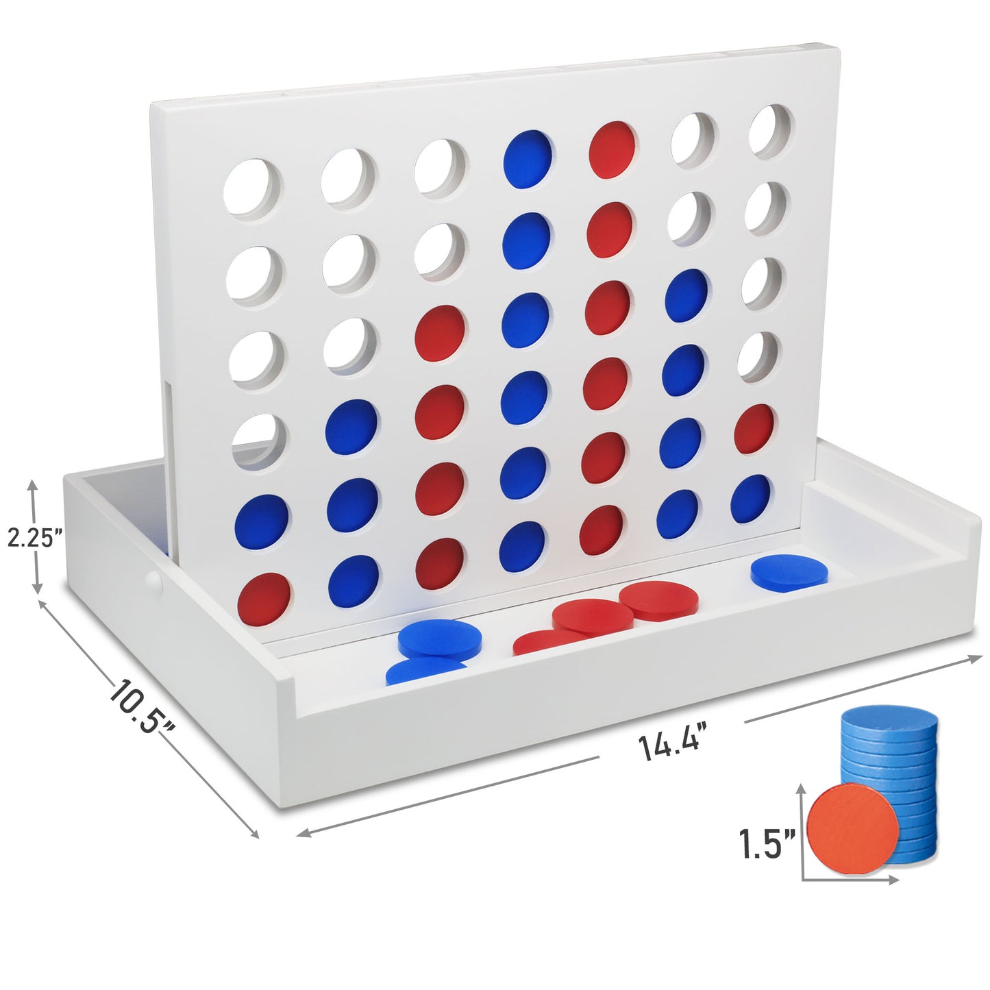 Wooden 4-in-a-Row Game Tic Tac Toe Tabletop Board Game Set