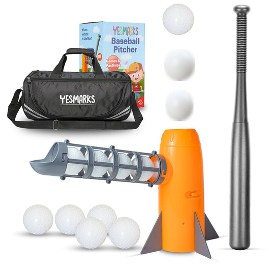 YESMARKS Kids Auto Baseball Pitching Machine Outdoor Toy Set - Training Equipment & Baseball Gift for boys