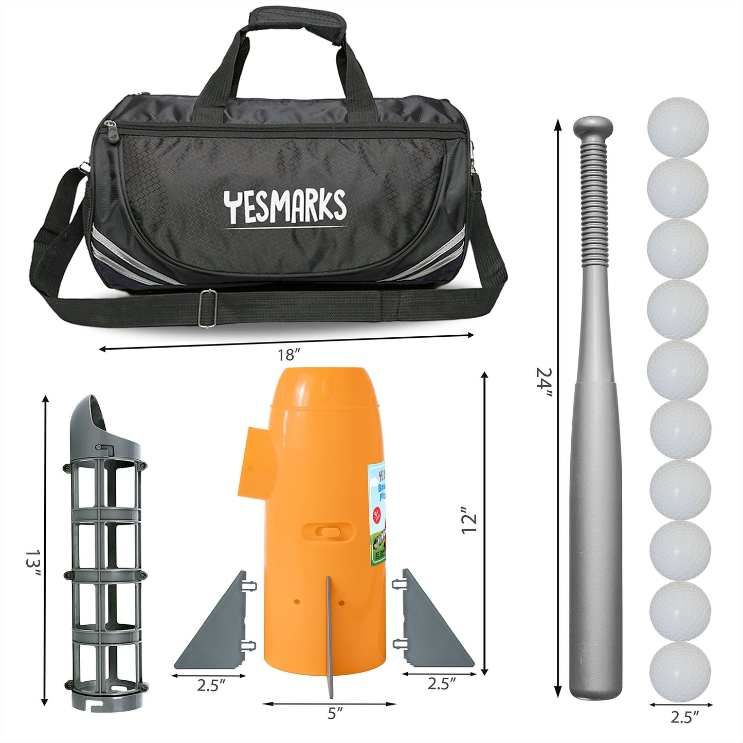 YESMARKS Kids Auto Baseball Pitching Machine Outdoor Toy Set - Training Equipment & Baseball Gift for boys